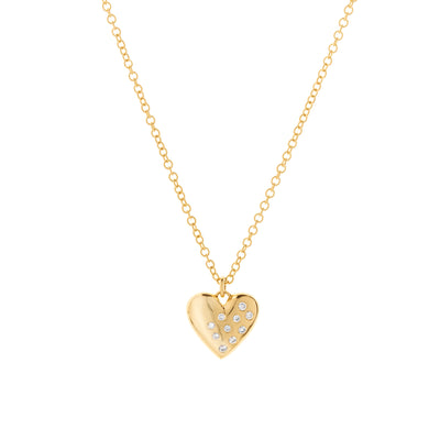 14K Yellow Gold Diamond Heart Necklace