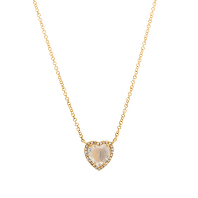 14K Yellow Gold Moonstone and Diamond  Necklace