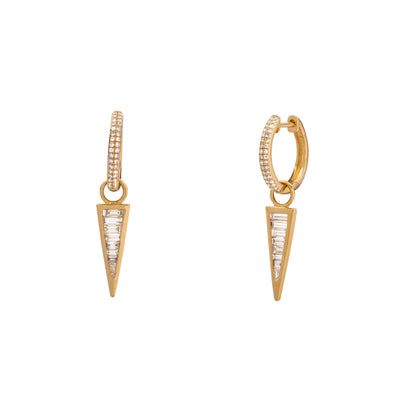 Diamond Hoop Drop Earrings in 14K Yellow Gold