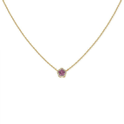 14K Yellow Gold Sapphire and Diamond  Necklace