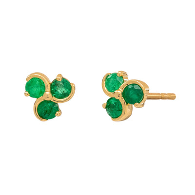 14K Yellow Gold Emerald Earrings