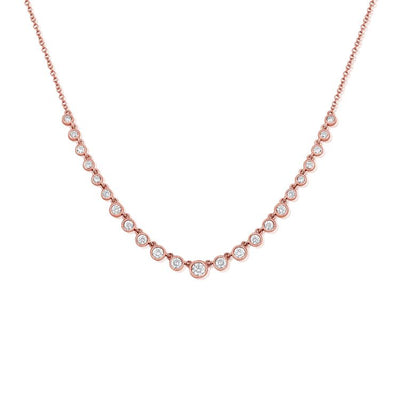 Graduated Bezel-Set Diamond Necklace in 14K Rose Gold, 1.18cttw