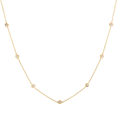 Diamond Station Necklace in 14K Yellow Gold, 0.14cttw