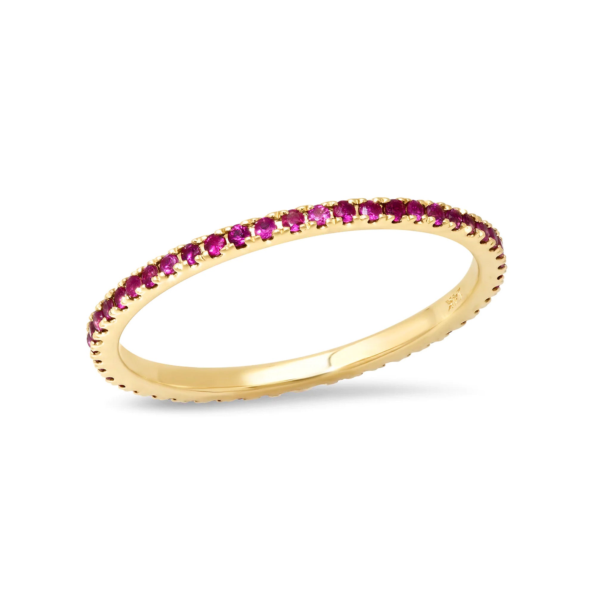 14k gold stackable ruby ring, ruby engagement ring,... Eternity Ruby Stacking Ring in 14K Yellow Gold