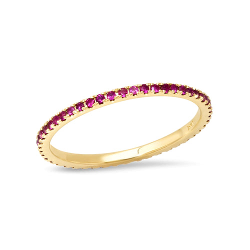Eternity Ruby Stacking Ring in 14K Yellow Gold