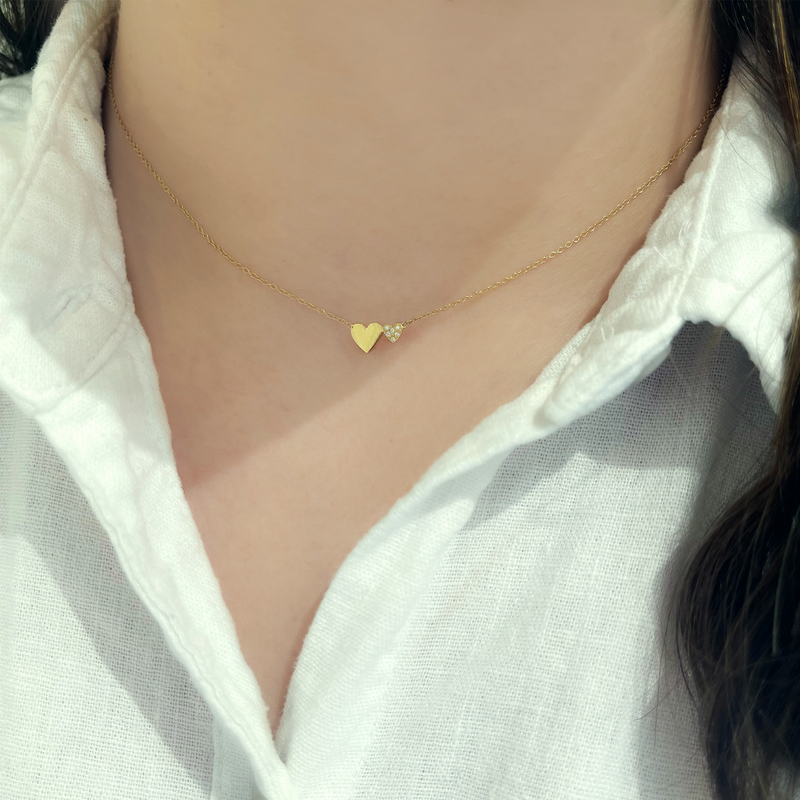 14K Yellow Gold Heart Diamond Necklace - Main Image