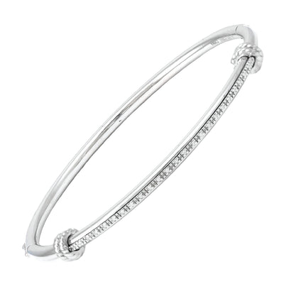 Diamond Bangle Bracelet in Sterling Silver