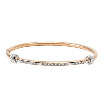 Diamond Bangle Bracelet in Sterling Silver with Rose Gold Plating