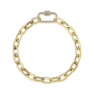 Diamond Paper Clip Link Bracelet in 14K Yellow Gold, 0.23cttw
