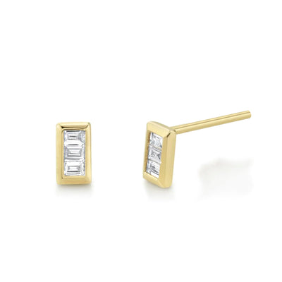 6 Baguette Diamond Earrings in 14K Yellow Gold