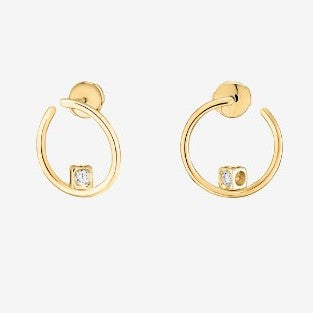 18K Yellow Gold Diamond Hoop Earrings