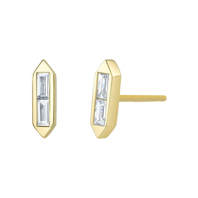 Baguette Diamond Earrings in 14K Yellow Gold