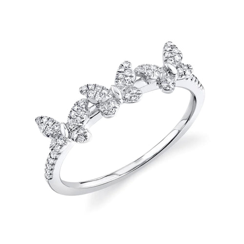 Pavé Diamond Butterfly Ring in 14K White Gold, 0.15cttw