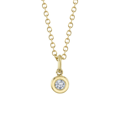 Diamond Bezel Pendant Necklace in 14K Yellow Gold