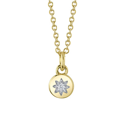 14K Yellow Gold Diamond Circle Star Necklace