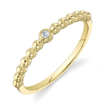 Bezel-Set Diamond Beaded Ring in 14K Yellow Gold