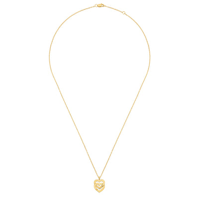 16" Double Heart Pendant Necklace in 18K Yellow