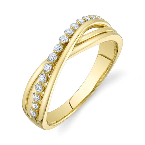 14K Yellow Gold Diamond Crossover Ring