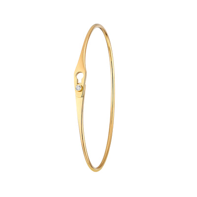 Diamond Serrure Jonc Bangle Bracelet in 18K Yellow Gold