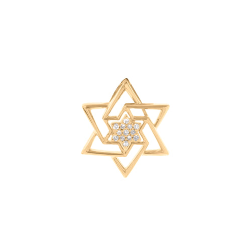 Pavé Diamond Center Star of David Pendant in 14K Yellow Gold, 0.05 cttw