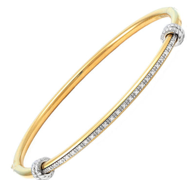 Diamond Bangle Bracelet in Sterling Silver with Yellow Gold Plating