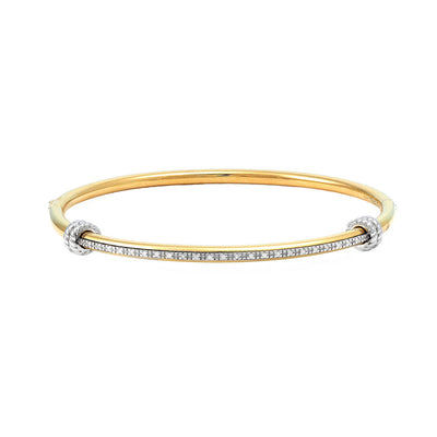 Sterling Silver Diamond Bangle Bracelet with Yellow Gold Plating