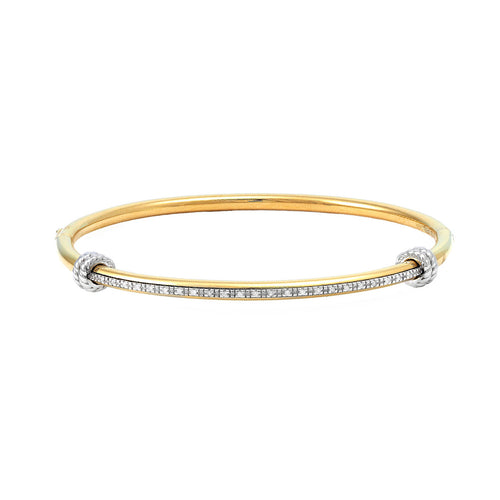 Diamond Bangle Bracelet with Sterling Silver and Yellow Gold Plating