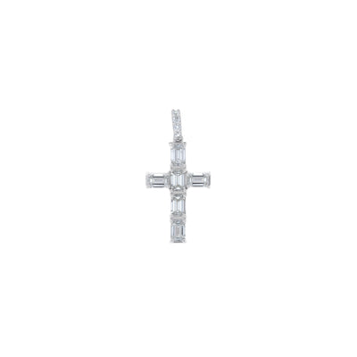 Baguette-Cut Diamond Cross Pendant in 14K White Gold, 1.50cttw