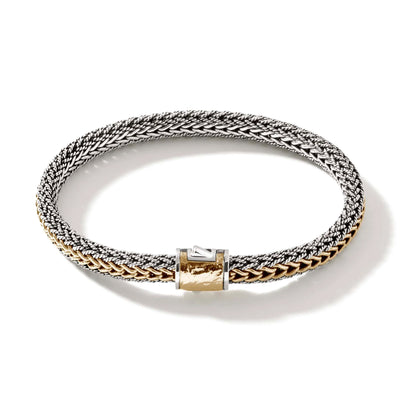 Sterling Silver and 18K Yellow Gold Woven Chain Bracelet
