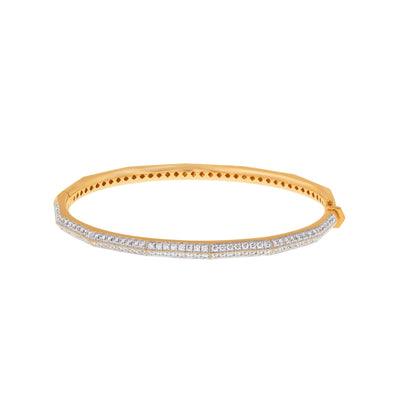 Pavé Diamond Hexi Bangle Bracelet in 18K Yellow Gold
