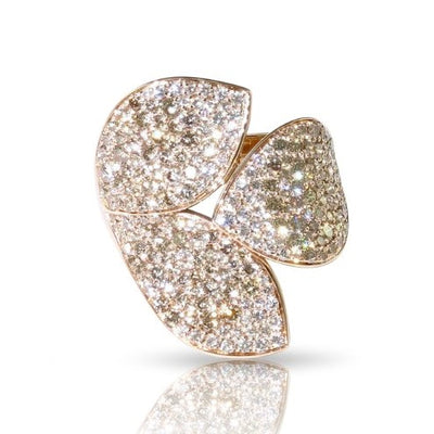 Giardini Segreti Brown & White Diamond Leaf Ring in 18K Rose Gold, 2.35cttw