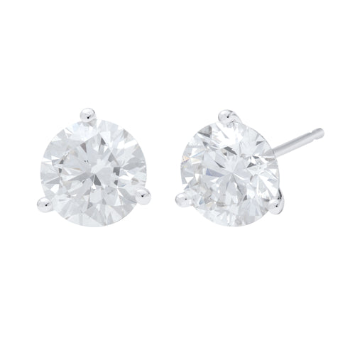 14K White Gold Lab Grown Round Diamond Stud Earrings