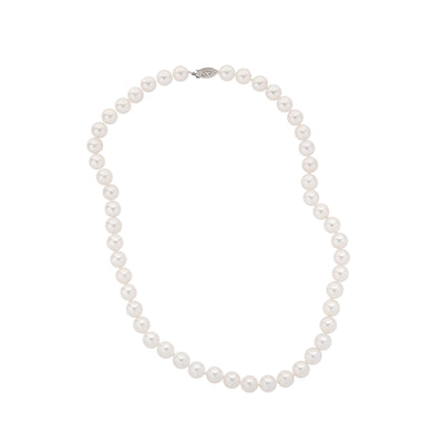 8-8.5mm Akoya Pearl Strand Necklace in 14K White Gold