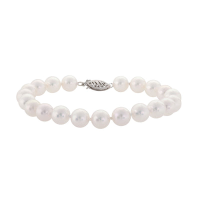 14K White Gold Akoya Pearl Strand Bracelet