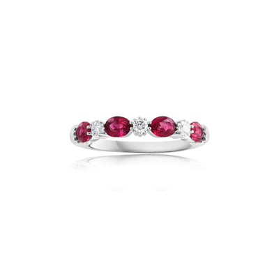 14K White Gold Ruby and Diamond  Ring