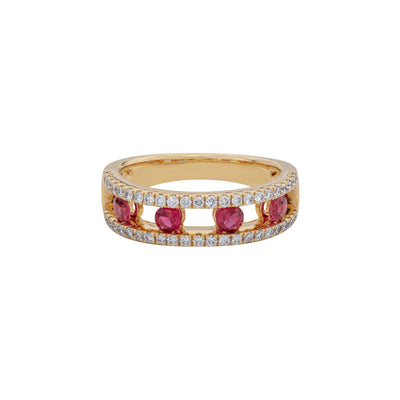 14K Yellow Gold Ruby and Diamond Ring