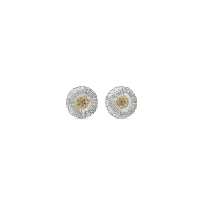 Daisy Blossoms Diamonds Stud Earrings in Sterling Silver with Gold Plated Accents