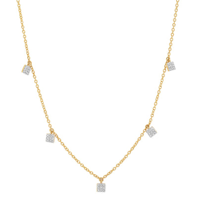 Diamond Mini Square Necklace in 14K Yellow Gold