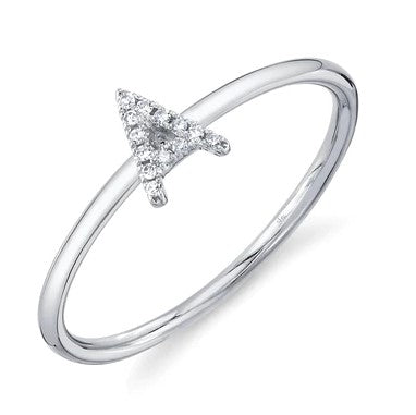 14K White Gold Diamond Initial 'A' Ring