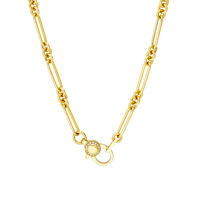 Diamond Stretch Paperclip Necklace in 14K Yellow Gold, 0.13cttw