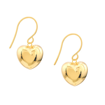 14K Yellow Gold Heart Earrings