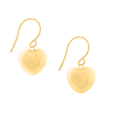 14K Yellow Gold Heart Earrings