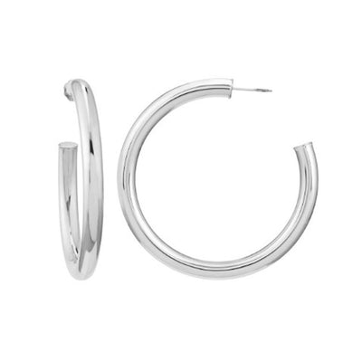 Round Hoop Earrings in 14K White Gold