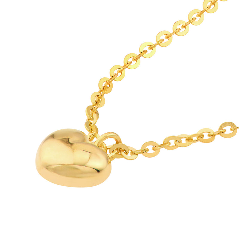 Children's Puffy Heart Necklace in 14K Yellow Gold