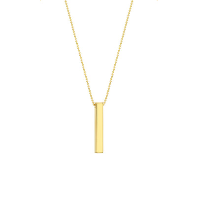 Engravable 3D Bar Necklace in 14K Yellow Gold