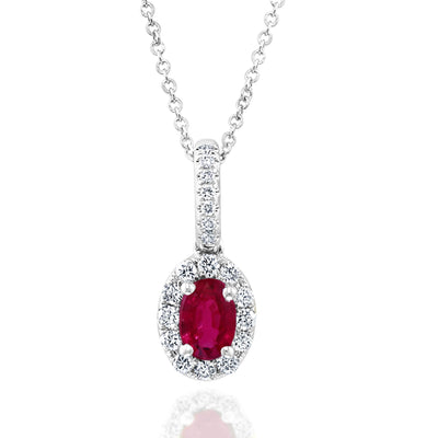 14K White Gold Ruby and Diamond  Necklace