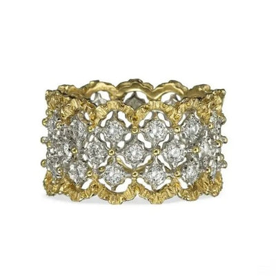 Rombi White and Yellow Gold Eternelle Ring with Diamonds