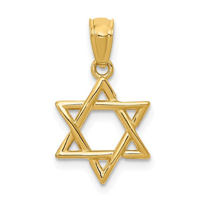 Small Polished Star of David Pendant in 14K Yellow Gold
