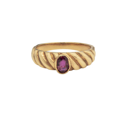 14K Yellow Gold Ruby Twist Estate Band