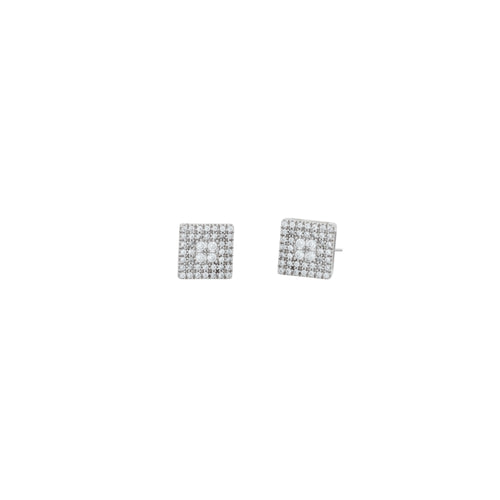 Diamond of Diamonds Lab Grown Button Earrings in 14K White Gold